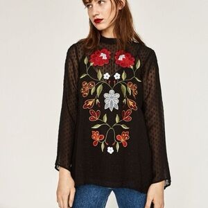 Zara Embroidered Plumetis Blouse